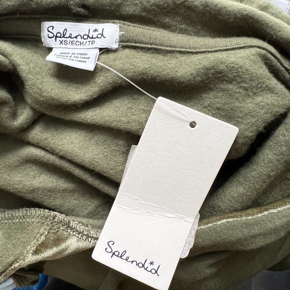 NWT SPLENDID Olive Green Hooded Sweater with Rose (XS) - Picture 6 of 8